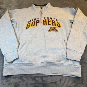 Minnesota Gophers Quarter Zip Sweatshirt Heather Gray NCAA Apparel Mens XL